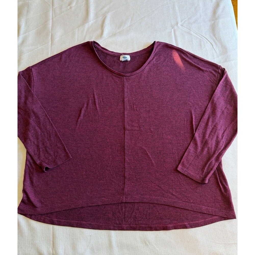 Old Navy Women's XL Burgundy Solid Scoop Neck 3/4 Sleeve Knit Pullover Top